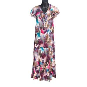 Soft Surroundings Soft Surroundings Italian Dreams Colorful Maxi Dress V-Neck  B